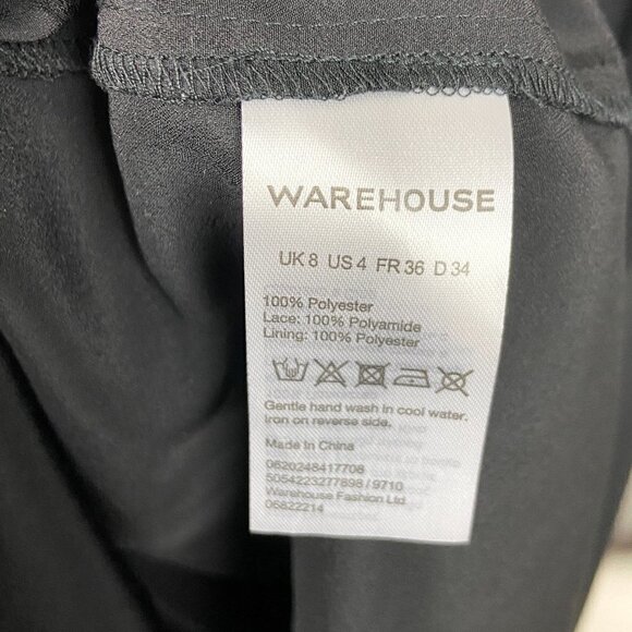 ASOS WAREHOUSE | Long Lace Sleeves Skater Dress in Black 4 - Picture 10 of 11